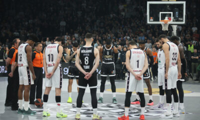 kosarkasi Partizana na utakmici Evrolige protiv Armanija u hali Beogradska Arena, Beograd 15.11.2024. godine Foto: Ivica Veselinov / MN PRESS KOSARKA, BASKETBALL, EVROLIGA, EUROLEAGUE, PARTIZAN, ARMANI MILANO