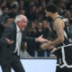 Trener i košarkaš Partizana na utakmici Evrolige protiv Armanija u hali Beogradska Arena, Beograd 15.11.2024. godine Foto: Ivica Veselinov / MN PRESS KOSARKA, BASKETBALL, EVROLIGA, EUROLEAGUE, PARTIZAN, ARMANI MILANO