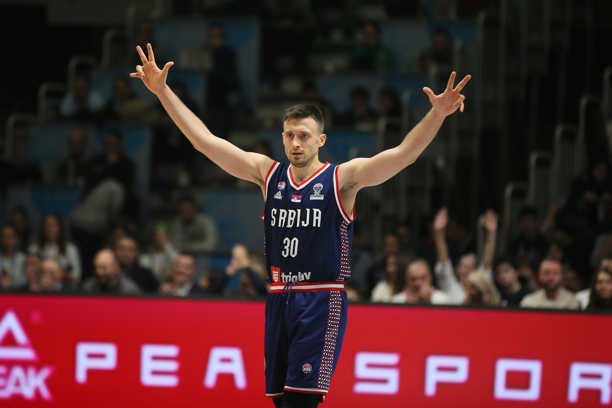 kosarkas Srbije na utakmici kvalifikacija za Evropsko Prvenstvo protiv Danske u hali Aleksandar Nikolic, Beograd 24.11.2024. godine Foto: Ivica Veselinov / MN PRESS KOSARKA, BASKETBALL, KVALIFIKACIJE, SRBIJA, DANSKA, DENMARK, SERBIA