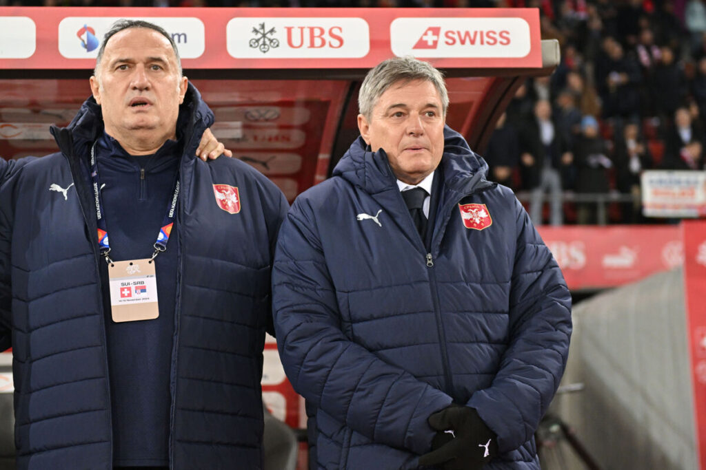 selektor reprezentacije Srbije na utakmici UEFA Lige nacija protiv Svajcarske na stadionu Lecigrund, Cirih 15.11.2024. godine Foto: Marko Metlas Fudbal, Srbija, Svajcarska, UEFA Liga nacija