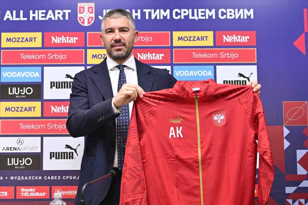 ALEKSANDAR KOLAROV selektor i trener U21 fudbalske reprezentacije Srbije pres konferencija u sportskom centru FSS, Stara Pazova 08.11.2024. godine Foto: Marko Metlas Fudbal, Srbija, U21