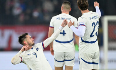 fudbaler reprezentacije Srbije na utakmici UEFA Lige nacija protiv Svajcarske na stadionu Lecigrund, Cirih 15.11.2024. godine Foto: Marko Metlas Fudbal, Srbija, Svajcarska, UEFA Liga nacija