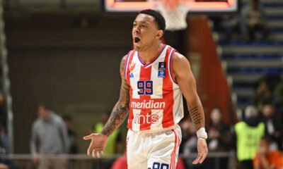 kosarkas Crvene zvezde na utakmici Jadranske ABA lige protiv Cedevita Olimpije u hali Aleksandar Nikolic, Beograd 04.11.2024. godine Foto: Marko Metlas Kosarka, Crvena zvezda, Jadranska ABA liga, Cedevita Olimpija
