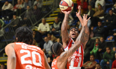 kosarkas Crvene zvezde na utakmici Jadranske ABA lige protiv Cedevita Olimpije u hali Aleksandar Nikolic, Beograd 04.11.2024. godine Foto: Marko Metlas Kosarka, Crvena zvezda, Jadranska ABA liga, Cedevita Olimpija