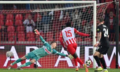 fudbaler Crvene zvezde na utakmici UEFA Lige sampiona protiv Stutgarta na stadionu Rajko Mitic, Beograd 27.11.2024. godine Foto: Marko Metlas Fudbal, Liga sampiona, Crvena zvezda, Stutgart