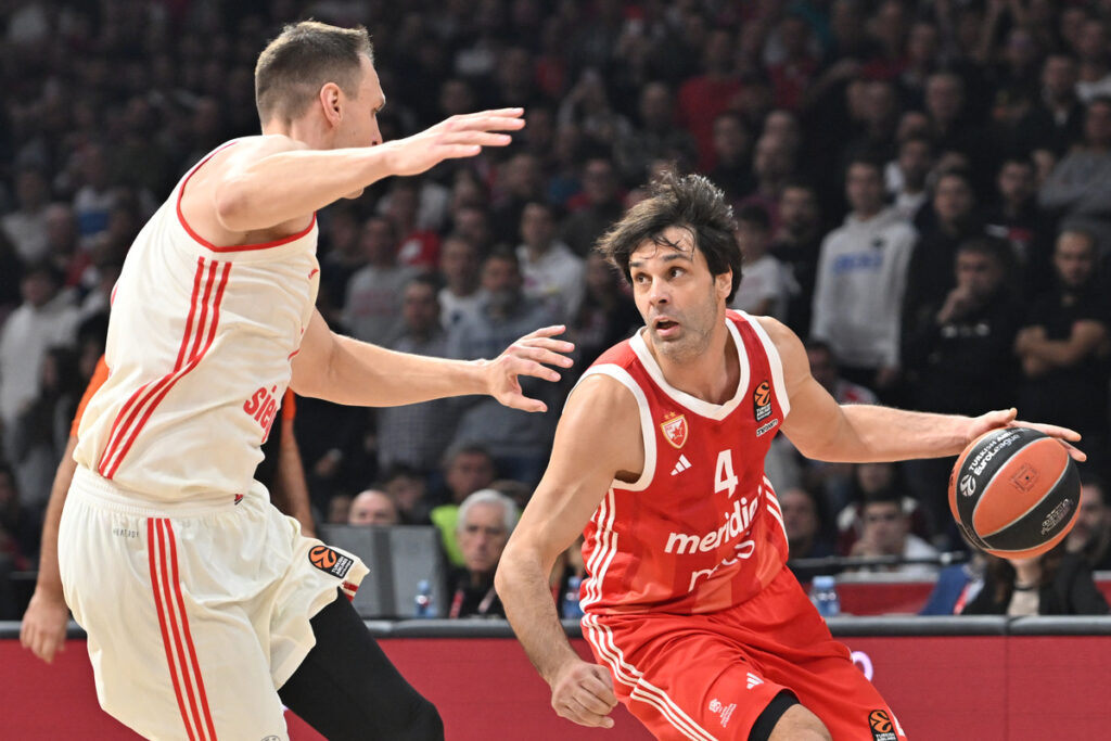 kosarkas Crvene zvezde na utakmici Evrolige protiv Bajerna u hali Beogradska arena, Beograd 29.11.2024. godine Foto: Marko Metlas Kosarka, Crvena zvezda, Evroliga, Bajern Minhen, Bajern