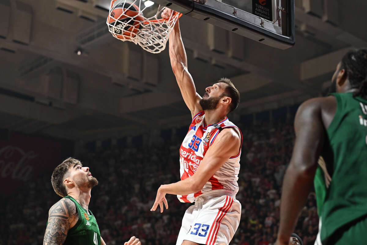 kosarkas Crvene zvezde na utakmici Evrolige protiv Panatinaikosa u hali Aleksandar Nikolic Pionir, Beograd 01.11.2024. godine Foto: Marko Metlas Kosarka, Crvena zvezda, Evroliga, Panatinaikos