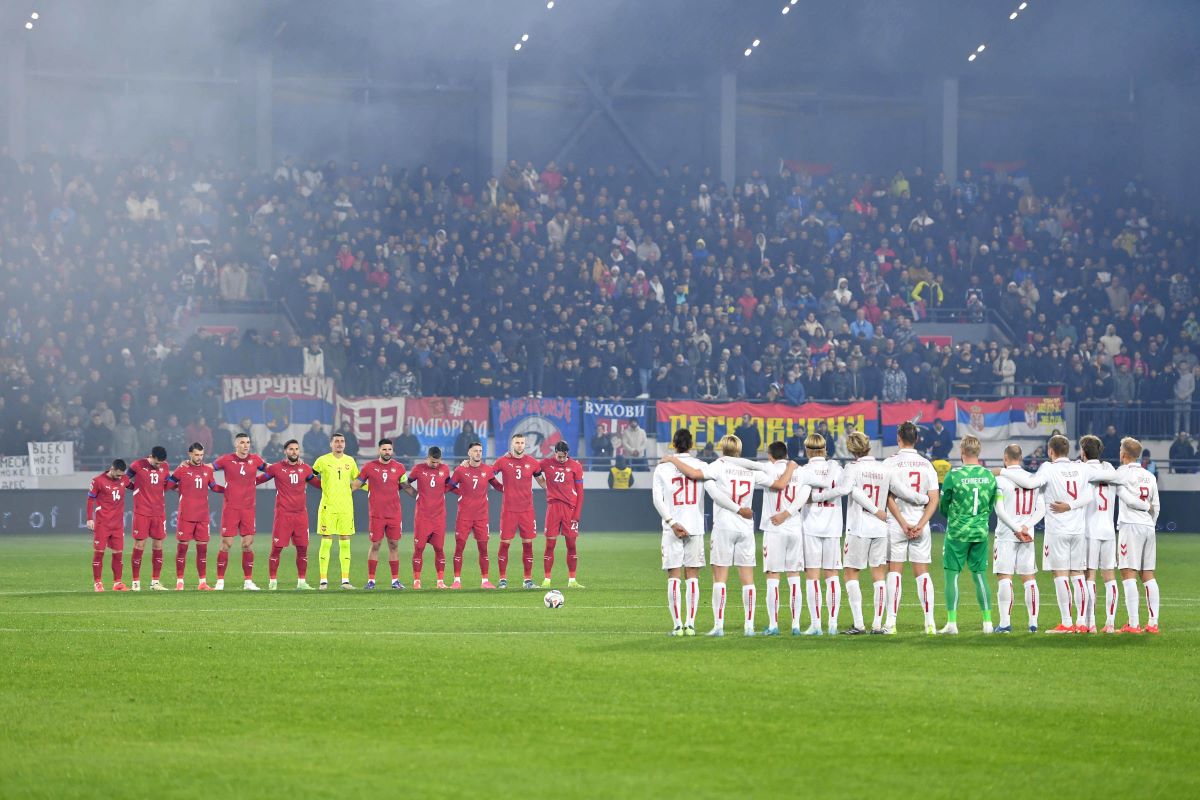 fudbaler reprezentacije Srbije na utakmici UEFA Lige nacija protiv Danske na stadionu Dubocica, Leskovac 18.11.2024. godine Foto: Marko Metlas Fudbal, Reprezentacija, Srbija, Danska, UEFA Liga nacija