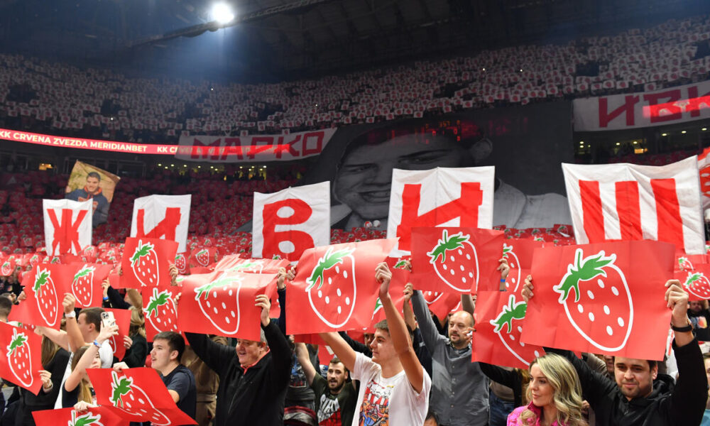 Navijači Crvene Zvezde na utakmici Evrolige protiv Partizana u hali Beogradska Arena, Beograd 21.11.2024. godine Foto: Ivica Veselinov / MN PRESS KOSARKA, BASKETBALL, EVROLIGA, EUROLEAGUE, CRVENA ZVEZDA, PARTIZAN