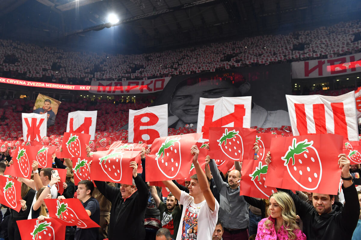 Navijači Crvene Zvezde na utakmici Evrolige protiv Partizana u hali Beogradska Arena, Beograd 21.11.2024. godine Foto: Ivica Veselinov / MN PRESS KOSARKA, BASKETBALL, EVROLIGA, EUROLEAGUE, CRVENA ZVEZDA, PARTIZAN