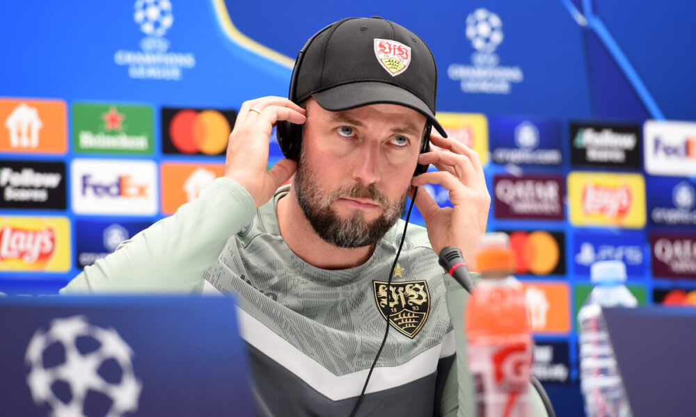 Sebastijan Henes, trener Stutgarta na pres konferenciji pred utakmicu UEFA Lige Sampiona protiv Crvene zvezde na stadionu Rajko Mitic, Beograd 26.11.2024. godine Foto: Nebojsa Parausic Fudbal, Liga sampiona, Crvena zvezda, Stutgart