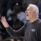 San Antonio Spurs coach Gregg Popovich gives instructions to his players during the second half of an NBA basketball game against the Oklahoma City Thunder, Wednesday, Oct. 30, 2024, in Oklahoma City. (AP Photo/Nate Billings)