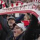 Navijači Liverpula, Liverpool's supporter cheers during the English Premier League soccer match between Liverpool and Brighton at the Anfield stadium in Liverpool, England, Saturday, Nov. 2, 2024. (AP Photo/Jon Super)