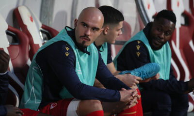 VANJA DRKUSIC fudbaler Crvene zvezde na utakmici UEFA Lige sampiona protiv Benfike na stadionu Rajko Mitic, Beograd 19.09.2024. godine Foto: Ivica Veselinov / MN PRESS FUDBAL, FOOTBALL, UEFA CHAMPIONS LEAGUE, LIGA SAMPIONA, CRVENA ZVEZDA, RED STAR, BENFIKA, BENFICA