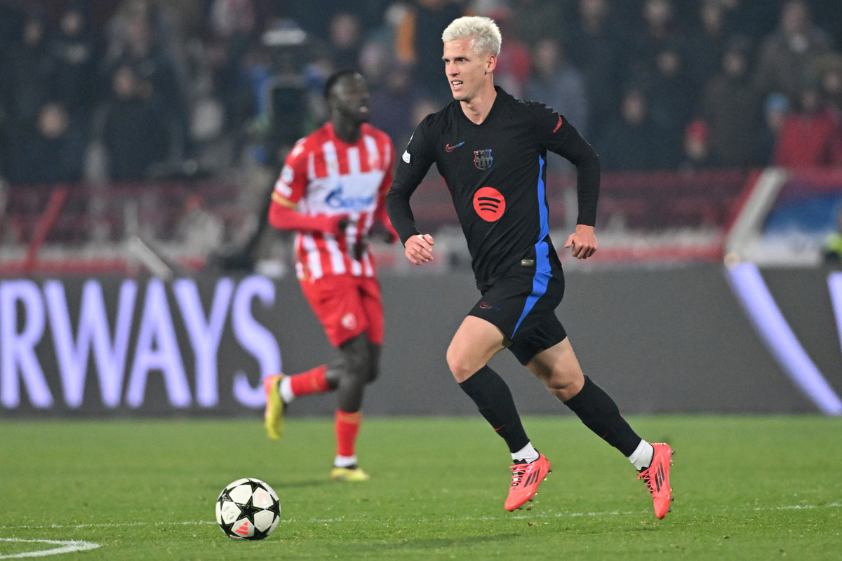 DANI OLMO fudbaler Barselone na utakmici UEFA Lige Sampiona protiv Crvene zvezde na stadionu Rajko Mitic, Beograd 06.11.2024. godine Foto: Marko Metlas Fudbal, Crvena zvezda, UEFA Liga Sampiona , Barselona