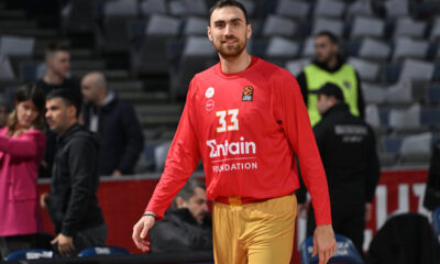 NIKOLA MILUTINOV kosarkas Olimpijakosa Pirej na utakmici Evrolige protiv Crvene zvezde u hali Beogradska arena, Beograd 13.12.2024. godine Foto: Marko Metlas Kosarka, Crvena zvezda, Evroliga, Olimpijakos Pirej