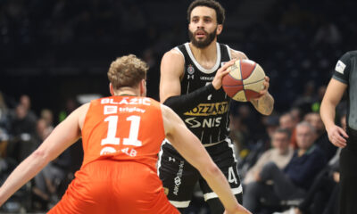 kosarkas Partizana na utakmici ABA lige protiv Cedevite u hali Beogradska Arena, Beograd 30.12.2024. godine Foto: Ivica Veselinov / MN PRESS KOSARKA, BASKETBALL, ABA LIGA, ABA LEAGUE, PARTIZAN, KK CEDEVITA OLIMPIJA