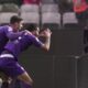 Fiorentina's Danilo Cataldi, right, celebrates scoring his side's first goal during the Serie A match between Fiorentina and Cagliari at the Artemio Franchi Stadium, in Florence, Italy, Sunday, Dec. 8, 2024 (Massimo Paolone/LaPresse via AP)