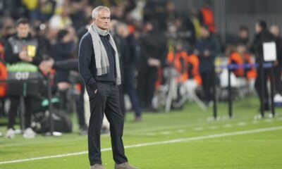 Fenerbahce's head coach Jose Mourinho is seen before the Europa League opening phase soccer match between Fenerbahce and Athletic Bilbao at Sukru Saracoglu stadium, in Istanbul, Turkey, Wednesday, Dec. 11, 2024. (AP Photo/Francisco Seco)