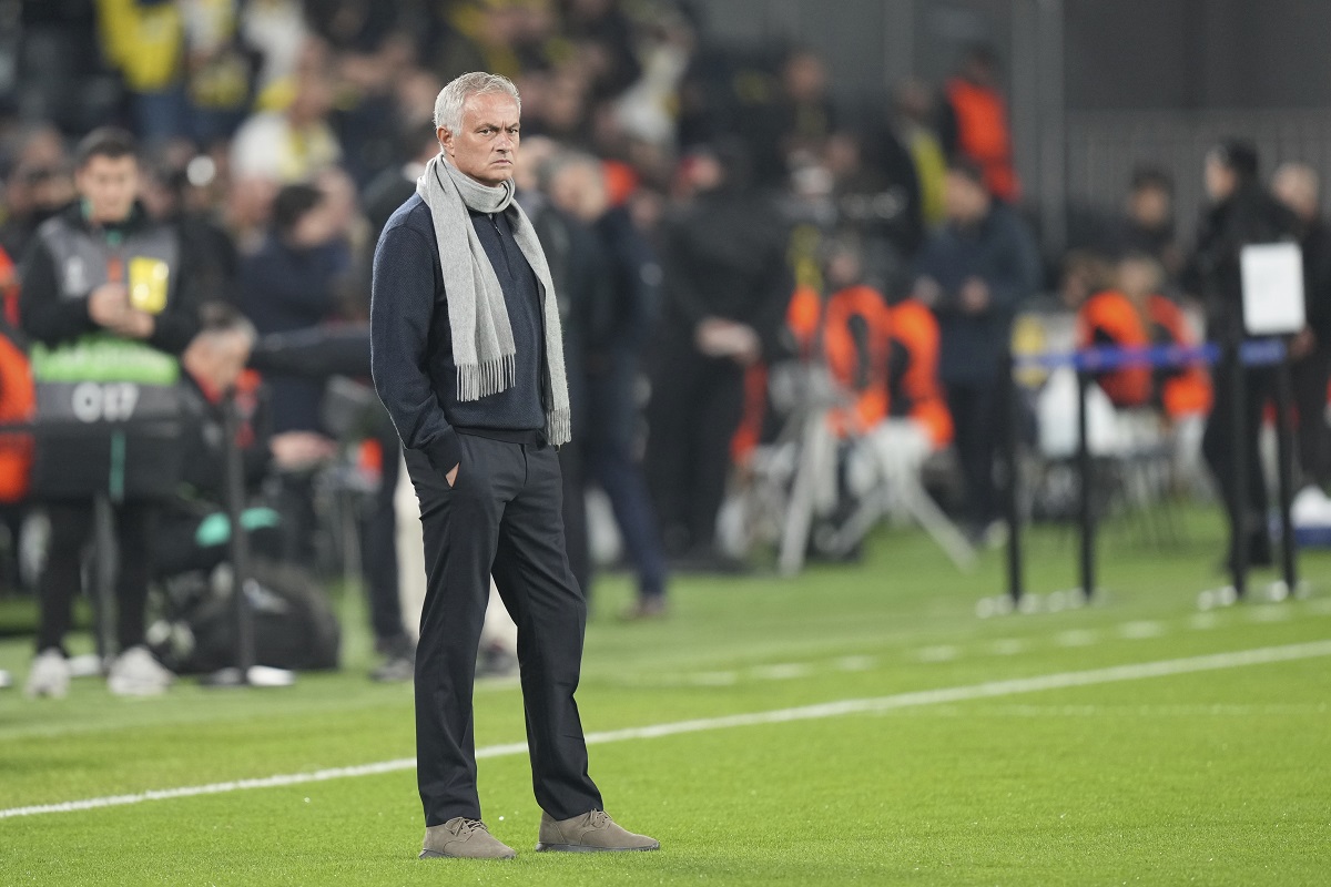 Fenerbahce's head coach Jose Mourinho is seen before the Europa League opening phase soccer match between Fenerbahce and Athletic Bilbao at Sukru Saracoglu stadium, in Istanbul, Turkey, Wednesday, Dec. 11, 2024. (AP Photo/Francisco Seco)