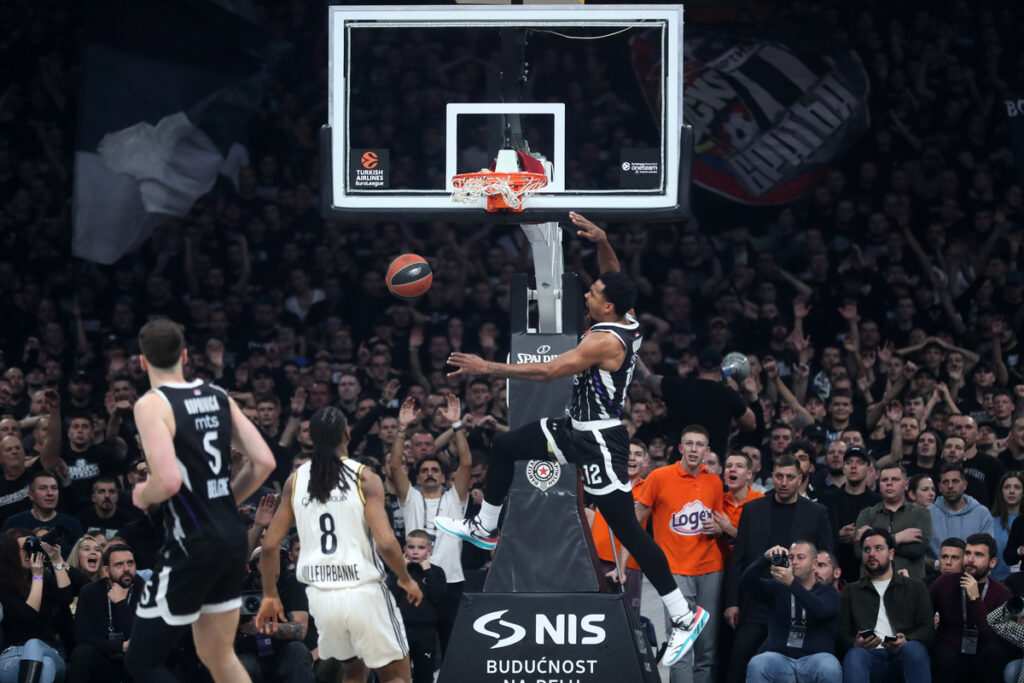 kosarkas Partizana na utakmici Evrolige protiv Asvela Vilerbana u hali Beogradska arena, Beograd 17.12.2024. godine Foto: Marko Metlas Kosarka, Partizan, Evroliga, Asvel Vilerbana