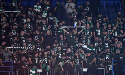 Navijači Panatinaikosa na utakmici Evrolige protiv Partizana u hali Stark Beogradska arena, Beograd 05.12.2024. godine Foto: Marko Metlas Kosarka, Partizan, Evroliga, Panatinaikos Atina