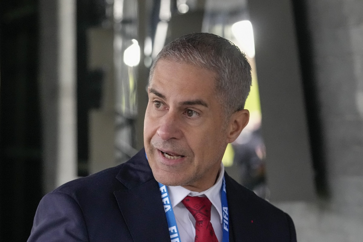 Albania head coach Sylvinho arrives at the UEFA Preliminary Draw for the 2026 FIFA World Cup at FIFA headquarters in Zurich, Switzerland, Friday, December 13, 2024. (AP Photo/Martin Meissner)