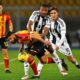 Lecce's inside midfield Hamza Rafia and Juventus's midfielder Khéphren Thuram in action during the Serie A soccer match between US Lecce and Juventus FC at the Via del Mare Stadium in Lecce, Italy, Sunday, Dec. 1, 2024. (Giovanni Evangelista/LaPresse via AP)