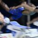 Jordan Crooks of the Cayman Islands starts the 100-meter freestyle semifinal at the World Short Course Swimming Championships in Budapest, Hungary, Wednesday, Dec. 11, 2024. (AP Photo/Denes Erdos)