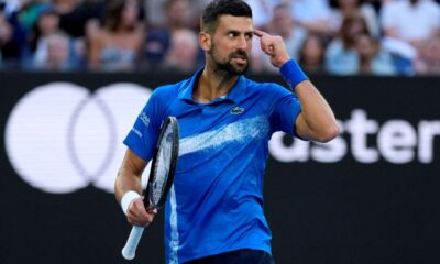 Novak Djokovic of Serbia gestures during his third round match against Tomas Machac of the Czech Republic at the Australian Open tennis championship in Melbourne, Australia, Friday, Jan. 17, 2025. (AP Photo/Asanka Brendon Ratnayake)