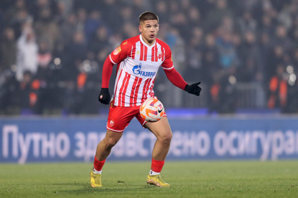 JOVAN MIJATOVIC fudbaler Crvene zvezde na utakmici Superlige Prvenstva Srbije protiv Partizana na stadionu Partizana, Beograd, 20.12.2023. godine Foto: Marko Metlas Fudbal, Crvena zvezda, Superliga Prvenstvo Srbije, Partizan