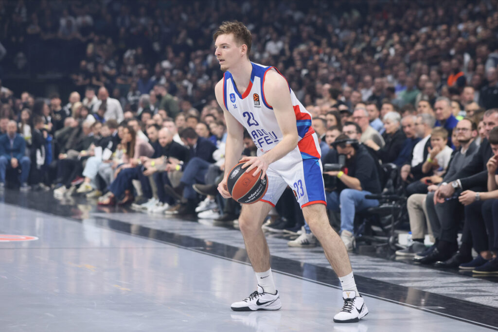 JUSTUS HOLLATZ Justus Holac kosarkas Anadolu Efesa na utakmici Evrolige protiv Partizana u hali Stark Beogradska arena, Beograd 29.02.2024. godine Foto: Marko Metlas Kosarka, Partizan, Evroliga, Anadolu Efes