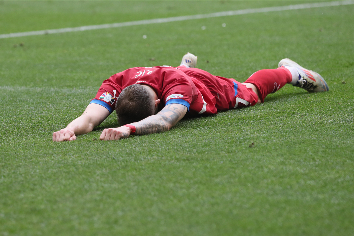 IVAN ILIC fudbaler reprezentacije Srbije na utakmici UEFA Evropskog prvenstva 2024 godine protiv Slovenije na stadionu Minhen fudbal arena, Minhen, 20.06.2024. godine Foto: Marko Metlas Fudbal, Reprezentacija, Srbija, UEFA Evropsko prvenstvo, EURO 2024, Slovenija