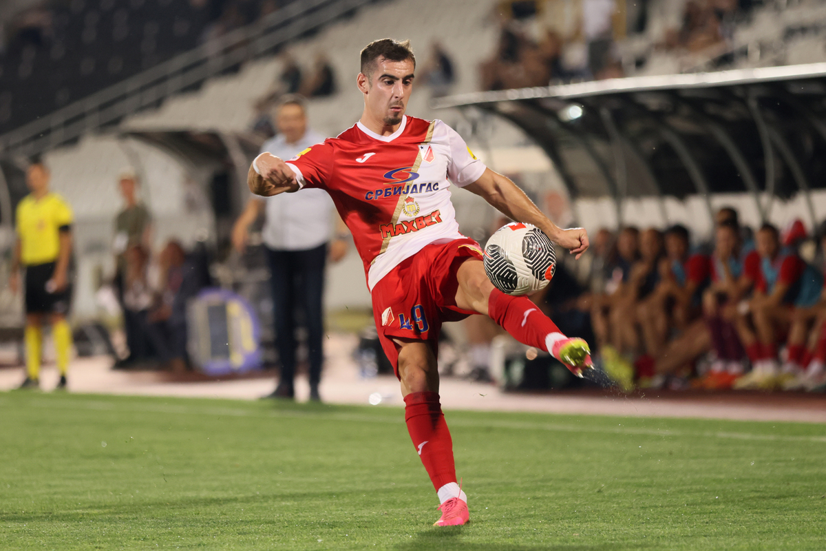 ANDRIJA RADULOVIC fudbaler Vojvodine Novi Sad na utakmici Superlige Prvenstva Srbije protiv Partizana na stadionu Partizana, Beograd 01.09.2024. godine Foto: Marko Metlas Fudbal, Partizan, Superliga Prvenstvo Srbije, Vojvodina Novi Sad