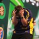 Luke Littler of England celebrates after winning the final against against Michael van Gerwen of the Netherlands at the World Darts Championship at Alexandra Palace in London, Friday, Jan. 3, 2025. (AP Photo/Kirsty Wigglesworth)