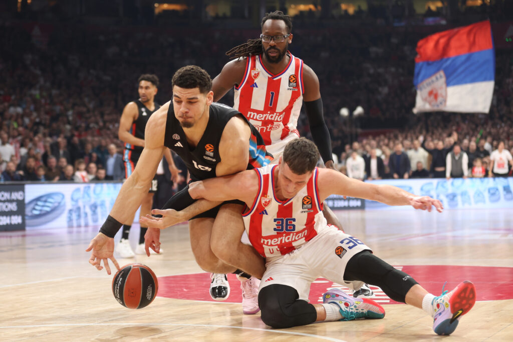 kosarkas Crvene Zvezde na utakmici Evrolige protiv Pariza u hali Beogradska Arena, Beograd 10.01.2025. godine Foto: Ivica Veselinov / MN PRESS KOSARKA, BASKETBALL, EVROLIGA, EUROLEAGUE, CRVENA ZVEZDA, PARIZ