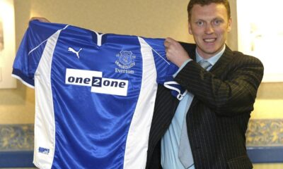 FILE - David Moyes smiles as he is presented as Everton manager, in Liverpool, England, March 14, 2002. (Martin Rickett/PA via AP, File)