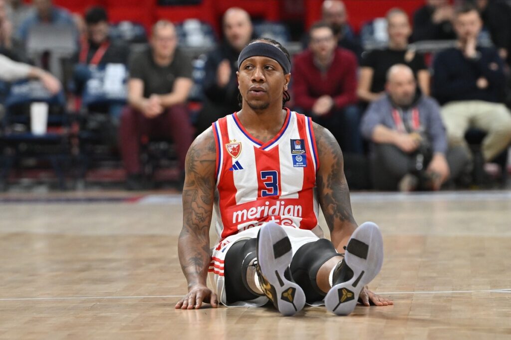 kosarkas Crvene zvezde na utakmici Jadranske ABA lige protiv Split u hali Beogradska arena, Beograd 25.01.2025. godine Foto: Marko Metlas Kosarka, Crvena zvezda, Jadranska ABA liga, Split