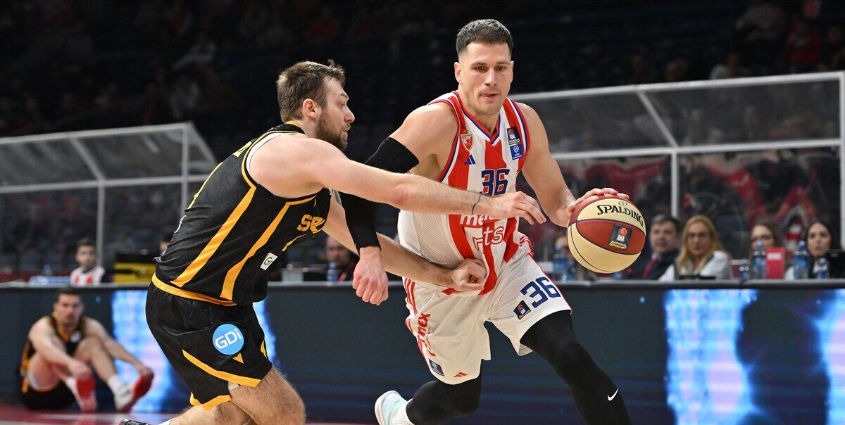 kosarkas Crvene zvezde na utakmici Jadranske ABA lige protiv Split u hali Beogradska arena, Beograd 25.01.2025. godine Foto: Marko Metlas Kosarka, Crvena zvezda, Jadranska ABA liga, Split