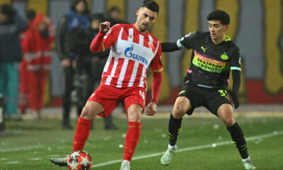 , fudbaler Crvene zvezde, na utakmici UEFA Lige Sampiona protiv PSV Ajndhovena, na stadionu Rajko Mitic. Beograd, 21.01.2025. foto: MN PRESS Fudbal, Crvena zvezda, UEFA Liga Sampiona, PSV Ajndhoven