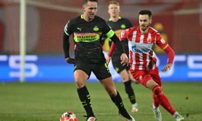 , fudbaler Crvene zvezde, na utakmici UEFA Lige Sampiona protiv PSV Ajndhovena, na stadionu Rajko Mitic. Beograd, 21.01.2025. foto: MN PRESS Fudbal, Crvena zvezda, UEFA Liga Sampiona, PSV Ajndhoven