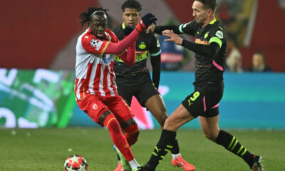 , fudbaler Crvene zvezde, na utakmici UEFA Lige Sampiona protiv PSV Ajndhovena, na stadionu Rajko Mitic. Beograd, 21.01.2025. foto: MN PRESS Fudbal, Crvena zvezda, UEFA Liga Sampiona, PSV Ajndhoven