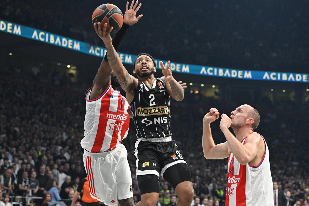 kosarkas Partizana na utakmici Evrolige protiv Crvene zvezde u hali Beogradska arena, Beograd 31.01.2025. godine Foto: Marko Metlas Kosarka, Crvena zvezda, Evroliga, Partizan