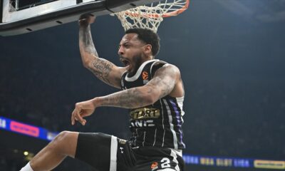 kosarkas Partizana na utakmici Evrolige protiv Crvene zvezde u hali Beogradska arena, Beograd 31.01.2025. godine Foto: Marko Metlas Kosarka, Crvena zvezda, Evroliga, Partizan
