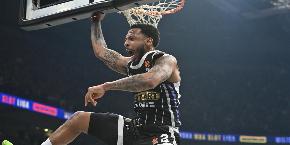 kosarkas Partizana na utakmici Evrolige protiv Crvene zvezde u hali Beogradska arena, Beograd 31.01.2025. godine Foto: Marko Metlas Kosarka, Crvena zvezda, Evroliga, Partizan