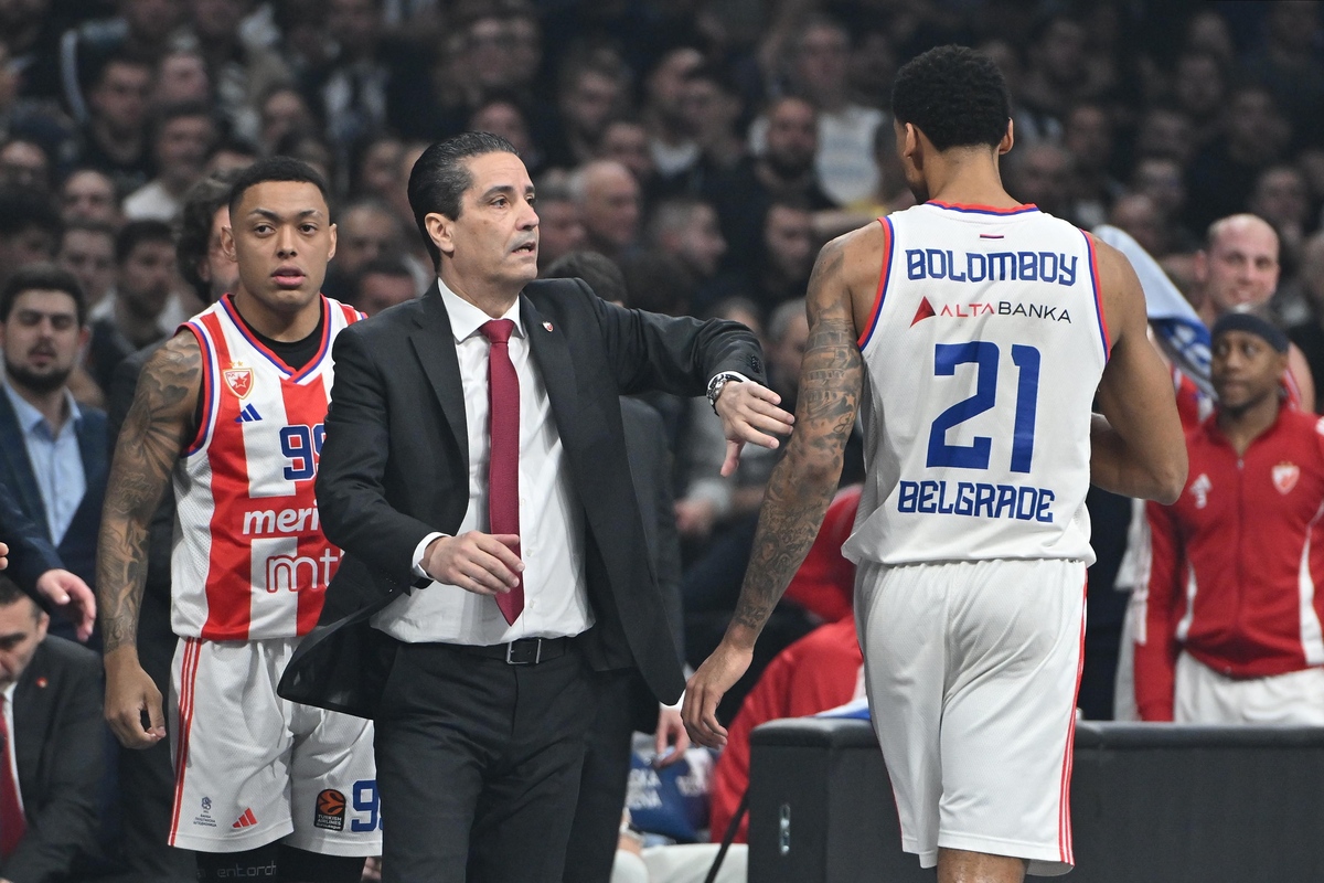 kosarkas Crvene zvezde na utakmici Evrolige protiv Parizana u hali Beogradska arena, Beograd 31.01.2025. godine Foto: Marko Metlas Kosarka, Crvena zvezda, Evroliga, Partizan