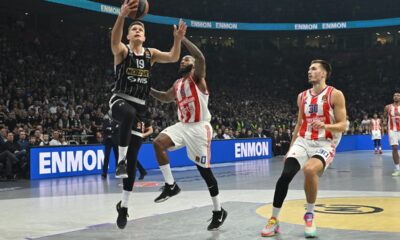 kosarkas Partizana na utakmici Evrolige protiv Crvene zvezde u hali Beogradska arena, Beograd 31.01.2025. godine Foto: Marko Metlas Kosarka, Crvena zvezda, Evroliga, Partizan