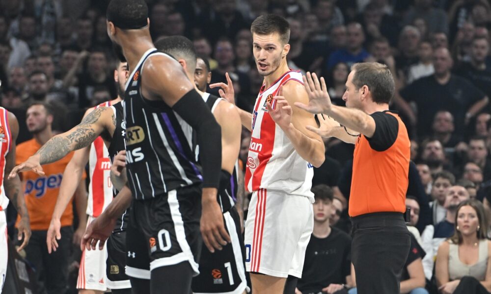 kosarkas Crvene zvezde na utakmici Evrolige protiv Parizana u hali Beogradska arena, Beograd 31.01.2025. godine Foto: Marko Metlas Kosarka, Crvena zvezda, Evroliga, Partizan