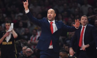 Trener Monaka na utakmici Evrolige protiv Crvene zvezde u hali Beogradska arena, Beograd 17.01.2025. godine Foto: Marko Metlas Kosarka, Crvena zvezda, Evroliga, Monako