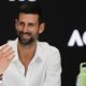 Serbia's Novak Djokovic reacts during a press conference ahead of the Australian Open tennis championship in Melbourne, Australia, Friday, Jan. 10, 2025. (AP Photo/Ng Han Guan)